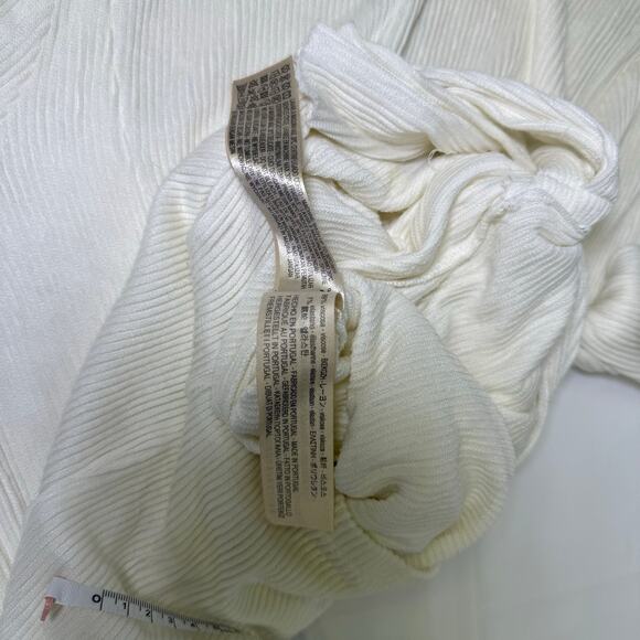 Massimo Dutti White Ribbed Long Sleeve Tie Front Top Size S - Picture 9 of 10